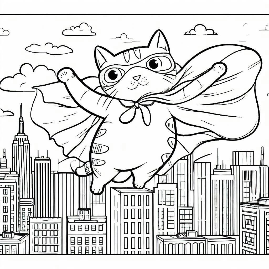 superhero cat coloring pages