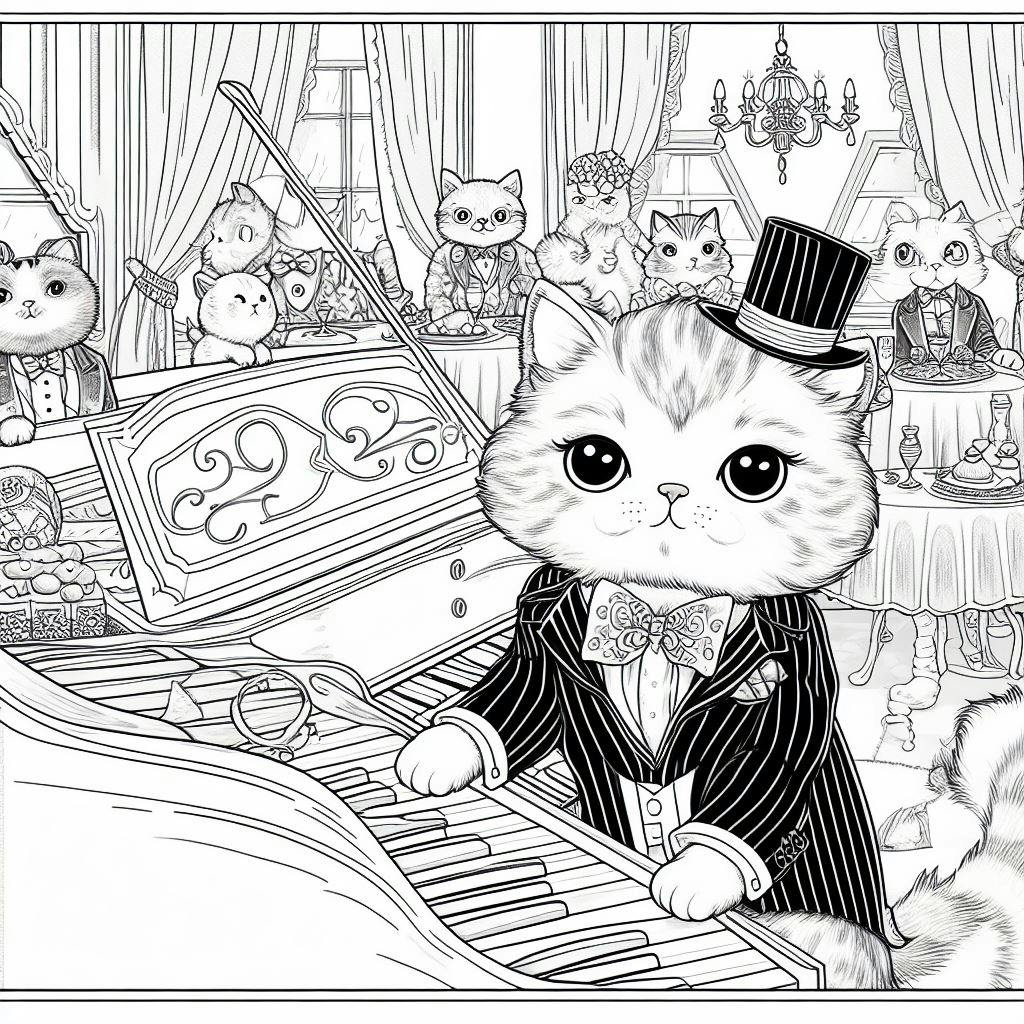 cat coloring pages in a tuxedo