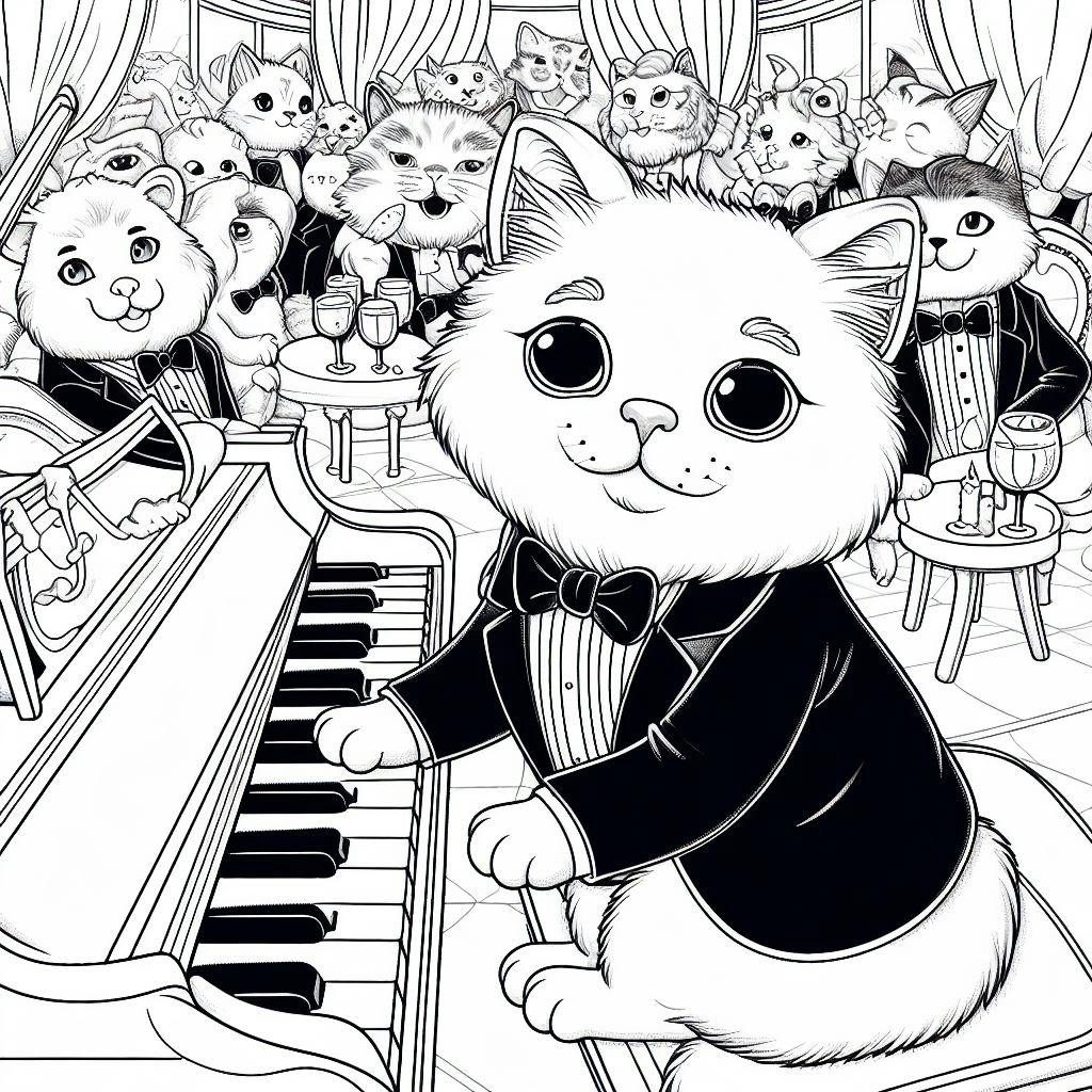 cat coloring pages in a tuxedo