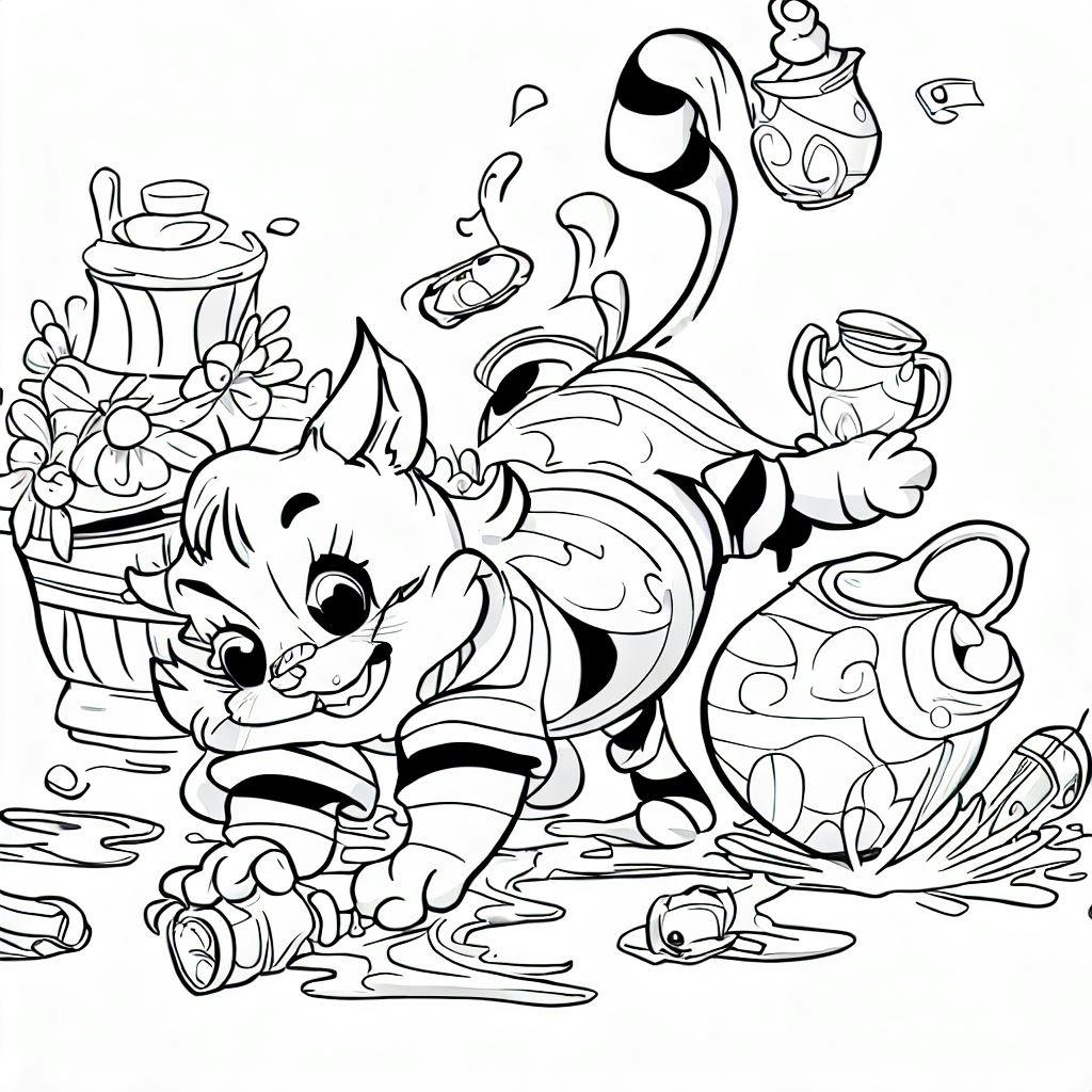 a mischievous tabby Cat Coloring Pages