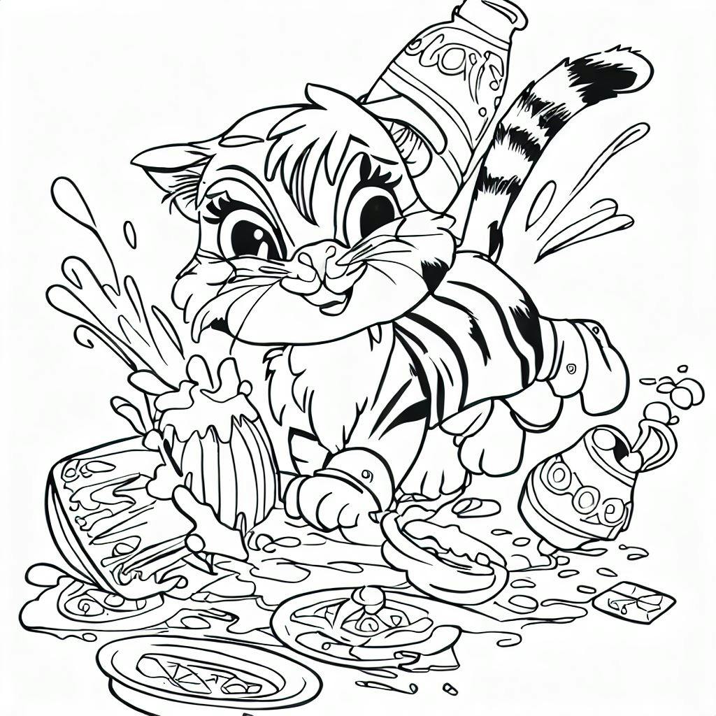 a mischievous tabby Cat Coloring Pages