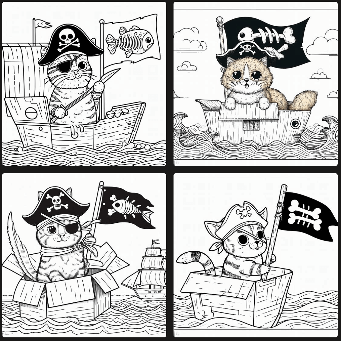 cat coloring pages dressed as swashbuckling pirate