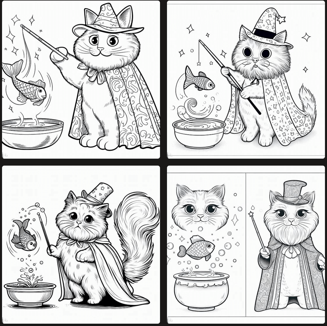 cat coloring pages wearing magician cape