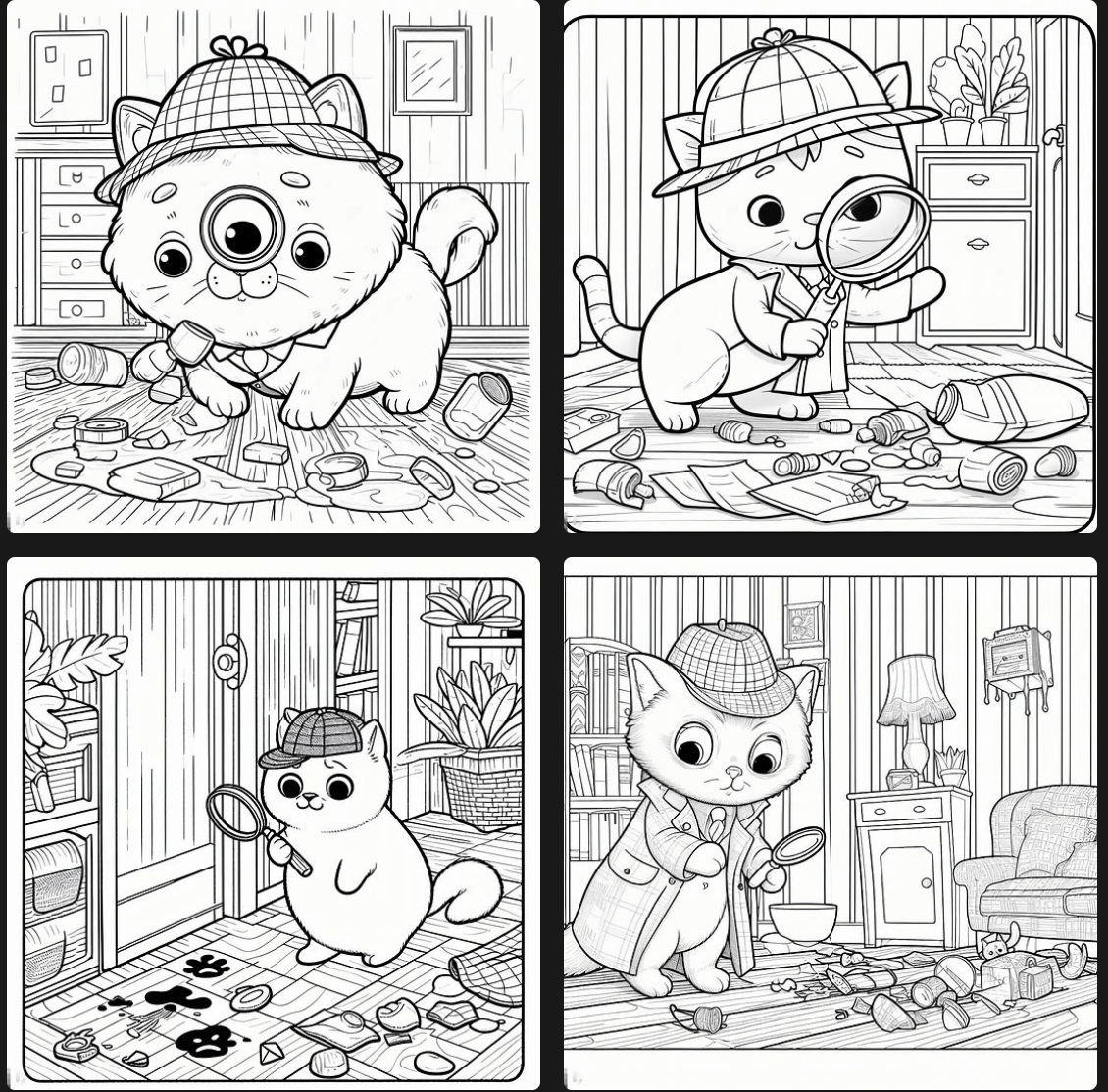 detective cat coloring pages