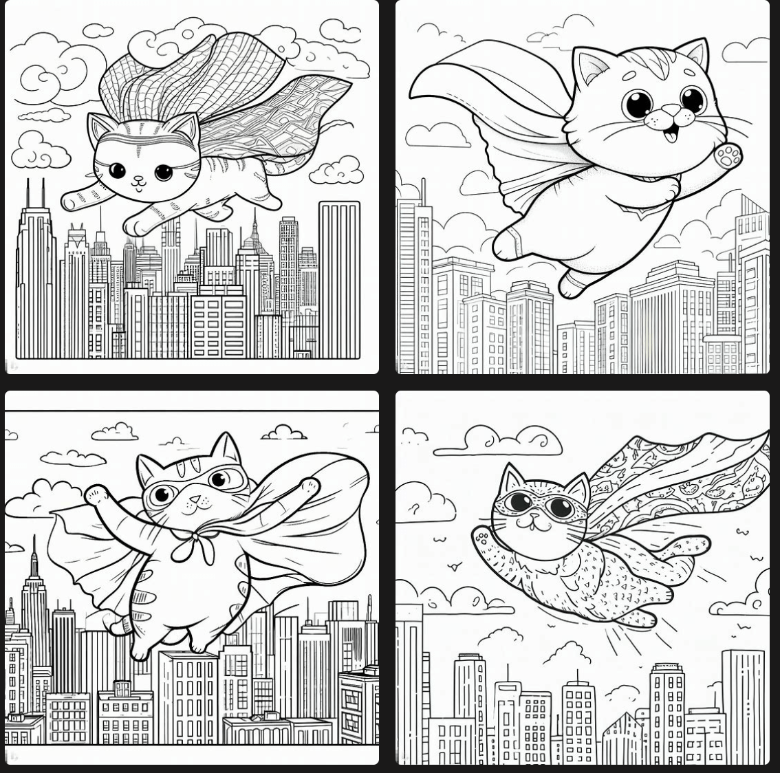 superhero cat coloring pages
