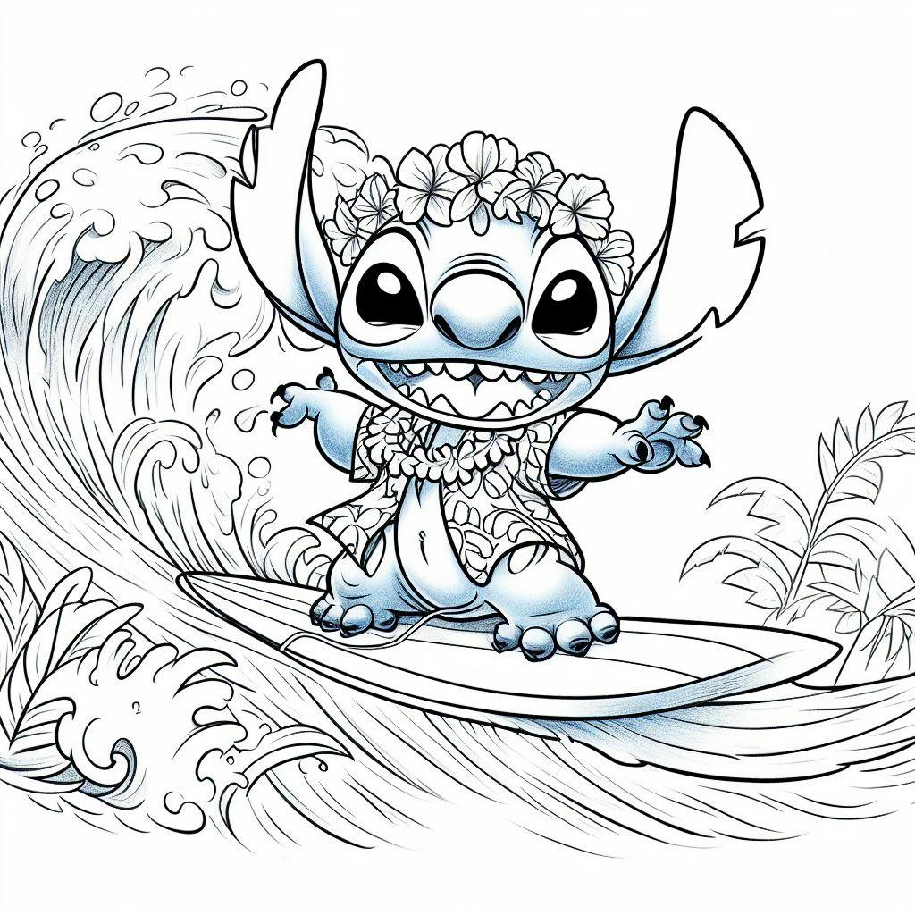 Vacation Stitch Coloring Page 